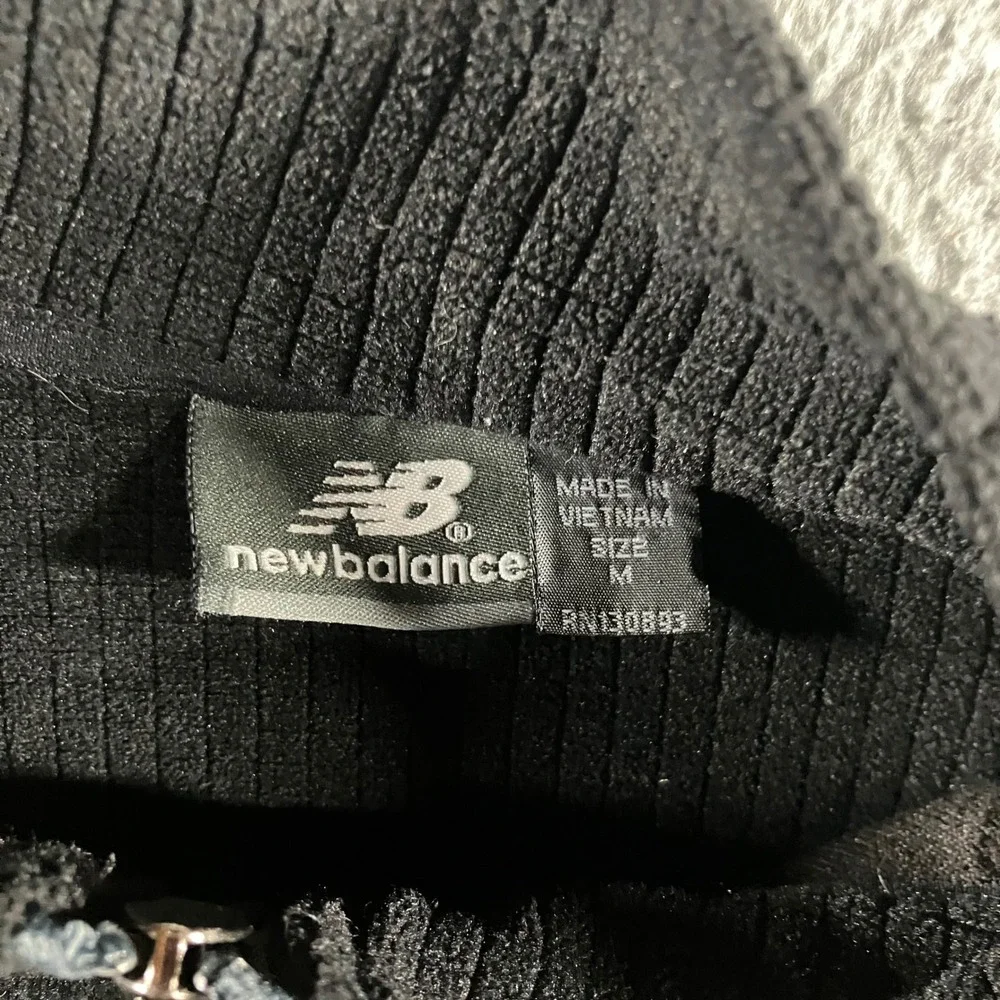 New Balance Jacket Mens M 1/4 Zip Pullover Running Black Grid Fleece‎ NB Outdoor